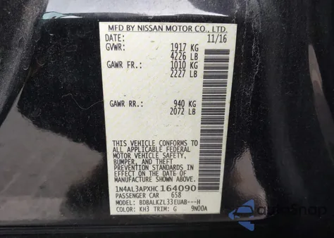 2017 Nissan Altima 2.5 Sv from USA, damaged, VIN 1N4AL3APXHC164090